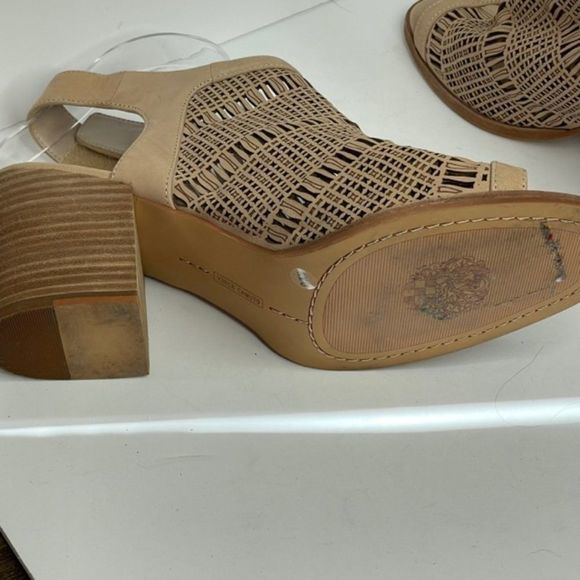 Vince Camuto Tan Perforated Open Toe Heels - Picture 5 of 5